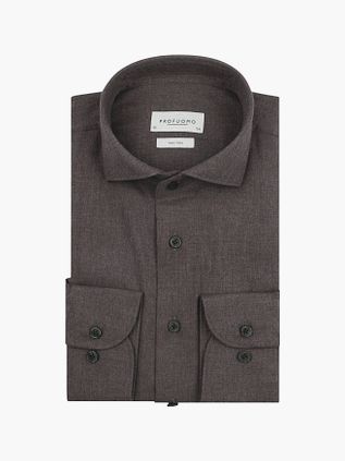 Profuomo Skjorte Flannel Peached Twill Brun