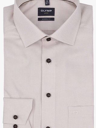 Olymp Luxor Skjorte Pied De Poule Ecru