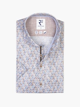 R2 Kurzarmhemd Print Blau