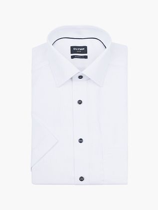 Olymp Luxor Short Sleeve Overhemd Structure Wit