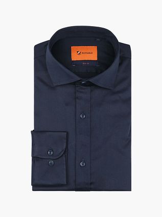 Suitable Satin Overhemd Navy