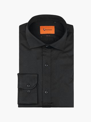 Suitable Satin Overhemd Zwart