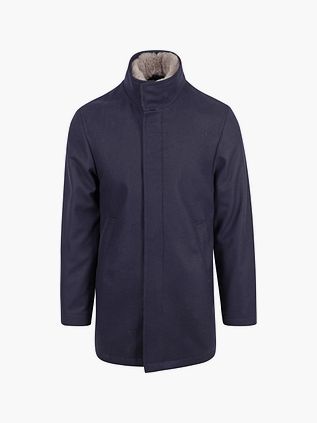 Suitable Hirsch Frakke i Uldblanding Navy