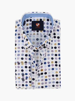 Suitable Skjorte i Blå og Beige med Dutter