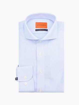 Suitable Skjorte Jacquard Luxe Lyseblå