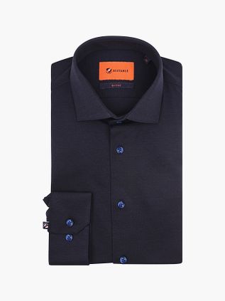 Suitable Strikket Piqué Skjorte i Marineblå