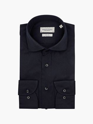 Profuomo Twill Skjorte Med Ekstra Lange Ærmer i Marineblå