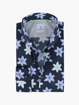 Blue Industry Skjorte med blomster Mørkeblå