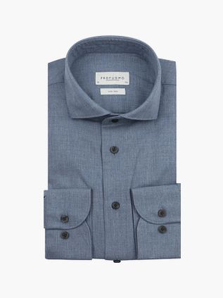 Profuomo Skjorte Flannel Peached Twill Blå