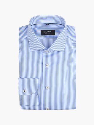 Olymp Signature Skjorte Stribet Lyseblå
