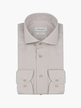 Profuomo Dobby Skjorte med Mønster Beige