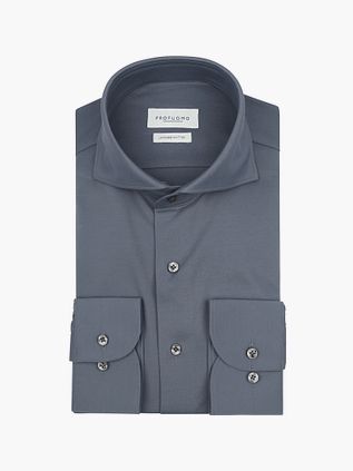 Profuomo Japanskt Stickad Skjorta Denim Blå