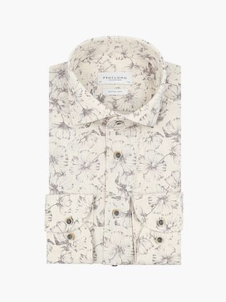 Profuomo Skjorte Blomsterprint Beige