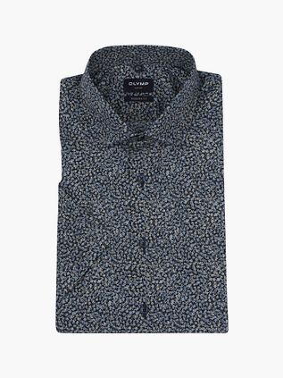 OLYMP Kortærmet Skjorte Luxor Print Navy