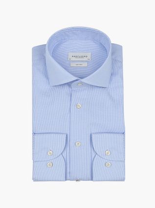 Profuomo Dobby Skjorte med Print i Lyseblå