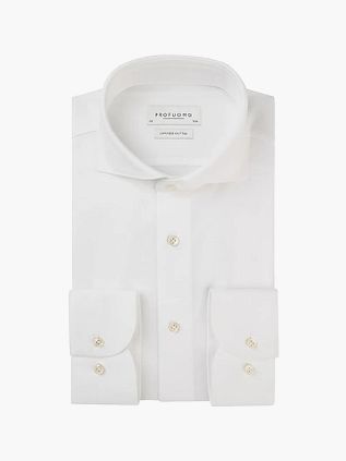 Profuomo Skjorte Japansk Strikk Hvit