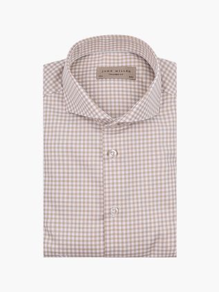 John Miller Kariertes Hemd Beige