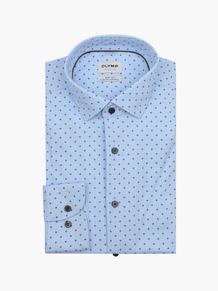 OLYMP Chemise Level 5 Imprimé Bleu Clair Extra Manches Longues