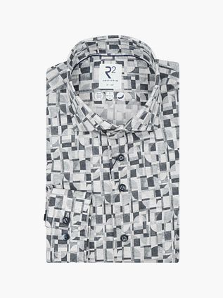 R2 Amsterdam Poplin Shirt Print Grey