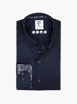 R2 Overhemd Fine Twill Contrast Navy