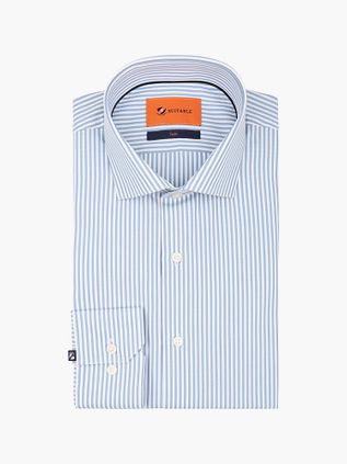 Suitable Twill Skjorte Striber Blå