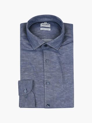 OLYMP Nivå 5 Skjorte i Lin Blend Blå