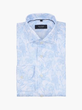 Olymp Signature Twill Skjorte Tryk Lyseblå