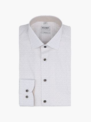 OLYMP Skjorte Nivå 5 Trykk Lys Beige