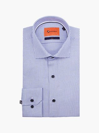 Koszula Suitable z tkaniny twill z nadrukiem, niebieska