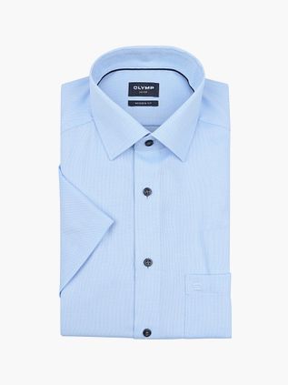 Olymp Luxor Short Sleeve Skjorte Struktur Lyseblå