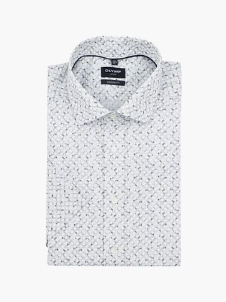 Olymp Luxor Skjorte med Print i Olivengrøn