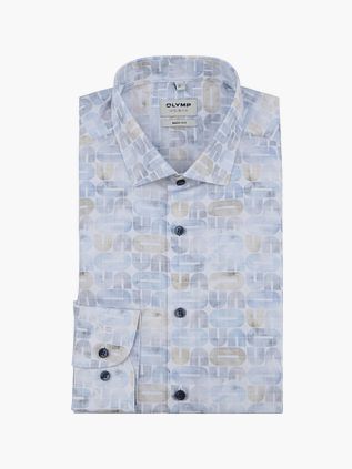 OLYMP Chemise Level 5 Stretch Manches Extra-Longues Imprimé Bleu Clair