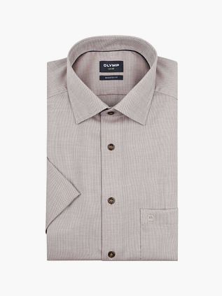 Olymp Luxor Short Sleeve Shirt Structure Taupe