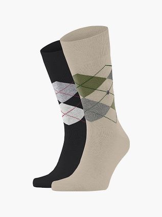 Burlington Gift Box Argyle 2-Pack Karos Schwarz Ecru