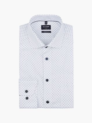 Olymp Luxor Skjorte Ekstra Lange Ærmer Print Hvid
