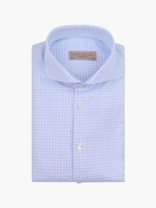 John Miller Skjorte i Lyseblå Ruder