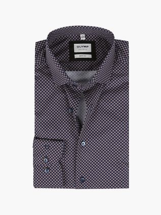 OLYMP Level Five Skjorte Mønster Mørkeblå