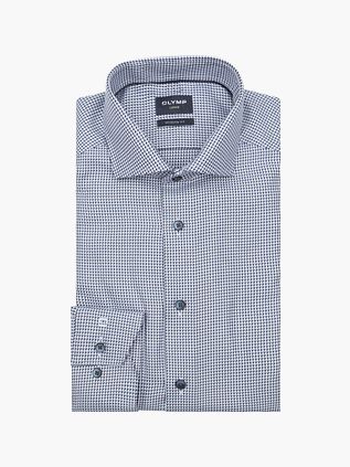 Olymp Luxor Skjorte Print Struktur Blå