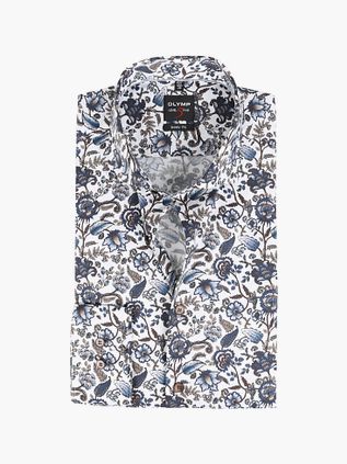 OLYMP Skjorte Niveau 5 Blomster Brun