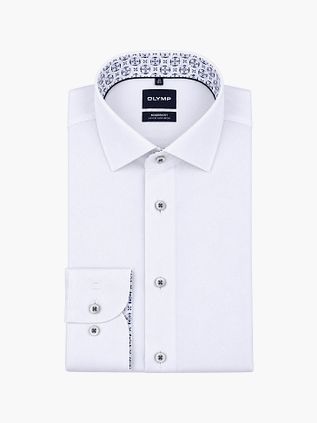 Olymp Luxor Chemise Fine Herringbone Blanc