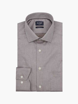 Olymp Luxor Skjorte Diamond Struktur Brun