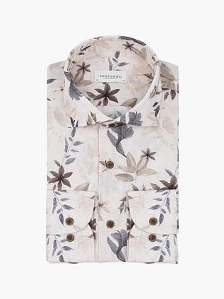 Profuomo Skjorte Blomsterprint Beige