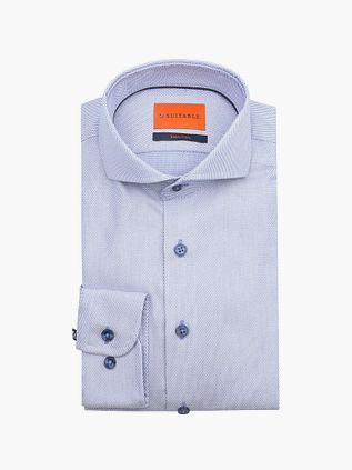 Suitable Skjorte Jacquard Luxe Blå