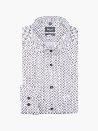 Olymp Luxor Shirt Print Hvid Marineblå