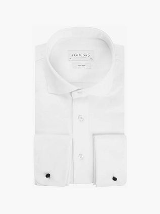Profuomo Skjorte Cutaway Dobbeltsløjfe Hvid