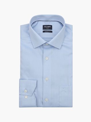 Olymp Luxor Skjorte Diamantstruktur Lyseblå
