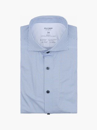 OLYMP Level 5 Skjorte Stretch Ekstra Langermet Trykk Blå
