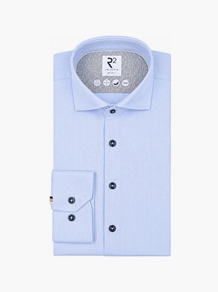 R2 Hemd Knitted Herringbone Hellblau