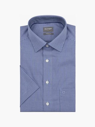 OLYMP Hemd Luxor Kurzarm Karo Royal Blau