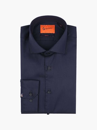 Suitable Camicia twill navy con maniche extra lunghe